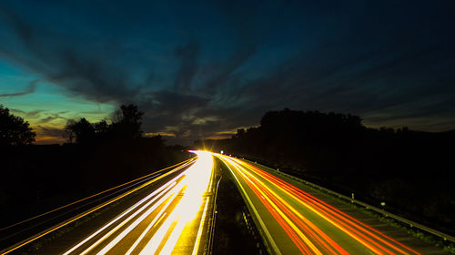 Light trails on highway at night