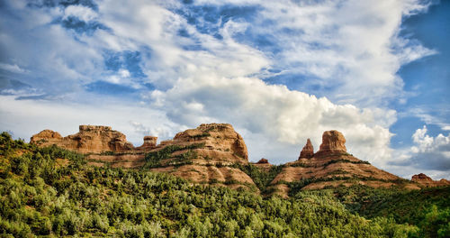 Low angle view of rock formations at red rocks state park