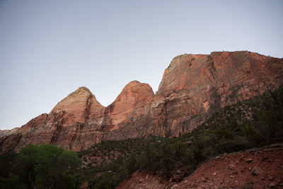 Scenic view of rocky mountains against clear sky