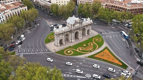 High angle view of cars on street