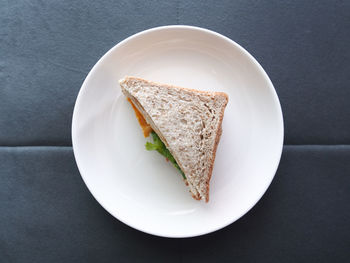 High angle view of breakfast served in plate