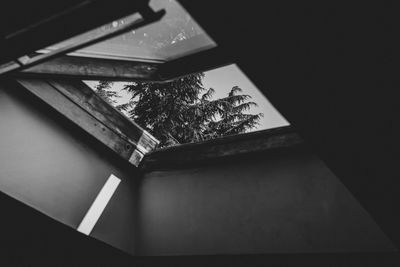 High angle view of table by window at home