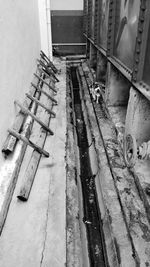 High angle view of abandoned railroad tracks