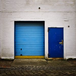 Closed door of building