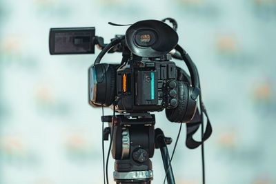 Camera at a media press conference