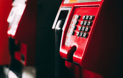 Close-up of telephone booth