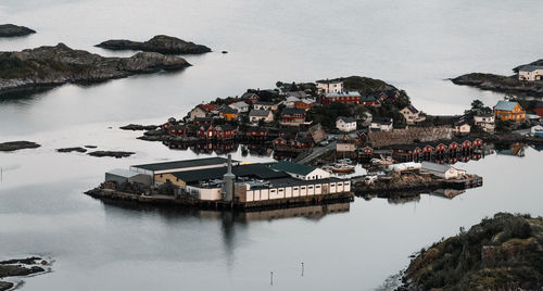 High angle view of boats in sea