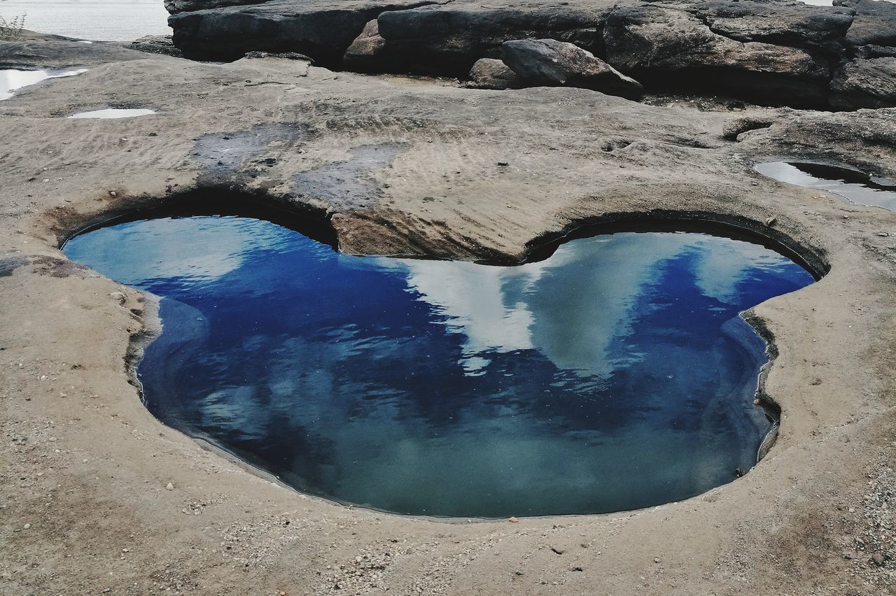 HIGH ANGLE VIEW OF WATER ON BEACH