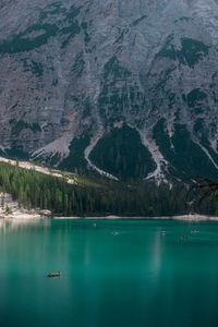 Scenic view of lake by mountains