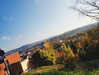 Scenic view of landscape against sky during autumn