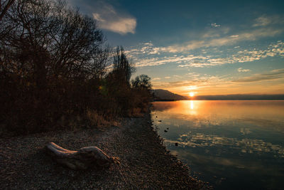 View of lake at sunset