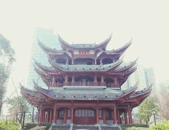 Low angle view of temple against clear sky