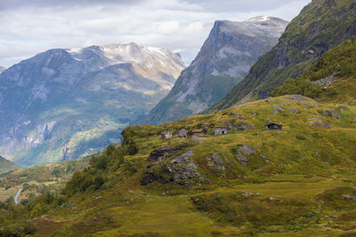 Scenic view of mountains against sky