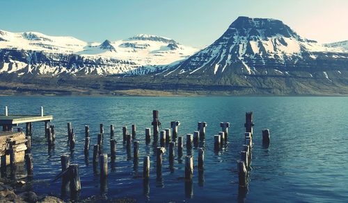 Scenic view of lake against sky