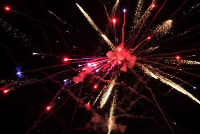 Firework display at night