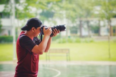 Boy photographing