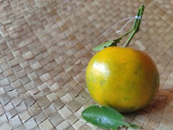 High angle view of oranges on floor