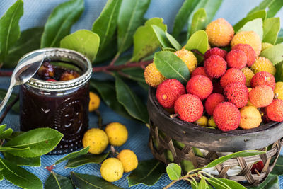 Close-up of fruits in basket