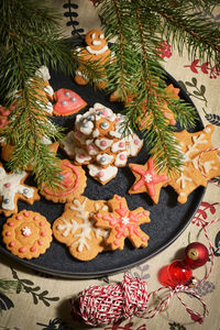 Close-up of christmas decorations on tree