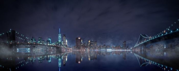 Illuminated city at night