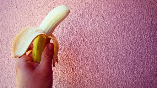 Close-up of hand holding fruit