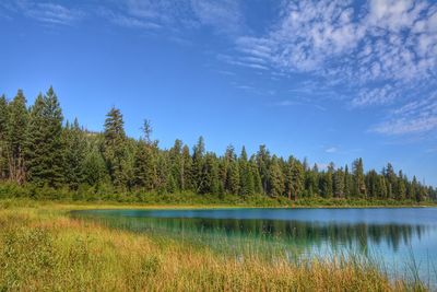 Scenic view of lake against sky