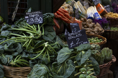 Vegetables for sale in market