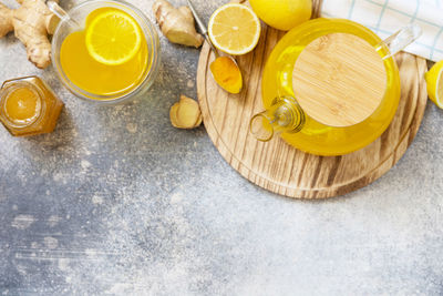 High angle view of food on table