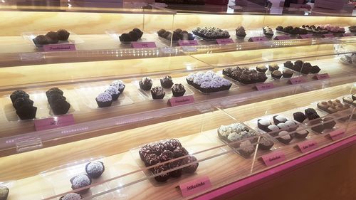 High angle view of market stall in store