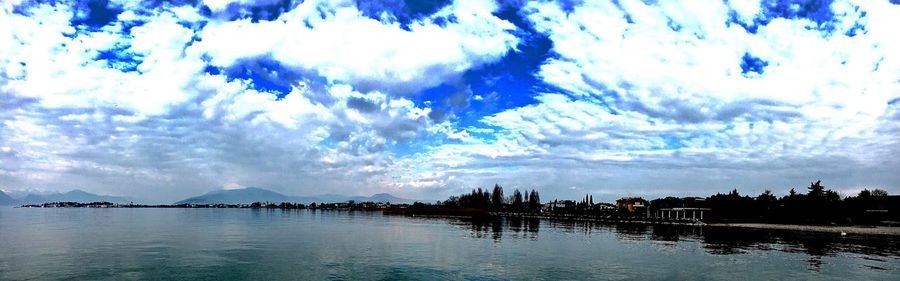 Panoramic view of lake against sky