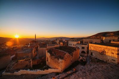 Buildings at sunset