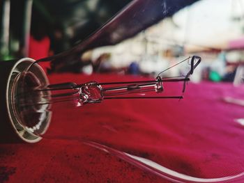 Close-up of bicycle on table