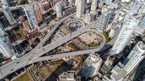 High angle view of traffic on road