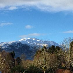 Scenic view of mountains against cloudy sky