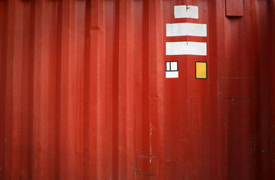 Full frame shot of red closed door