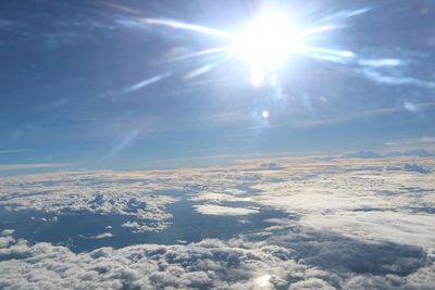 Scenic view of cloudscape against blue sky on sunny day