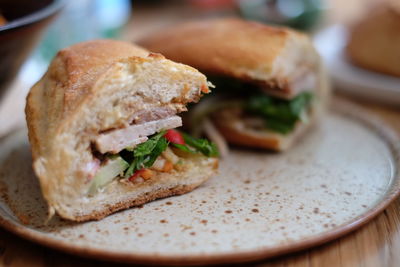 Close-up of sandwich on plate