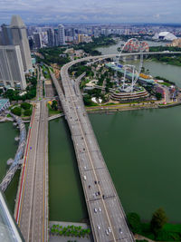 High angle view of bridge over river