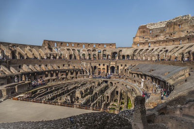 Panoramic view of the internal of the colosseum in roma