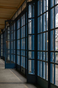 Blue windows and doors of the railway station in budapest, hungary