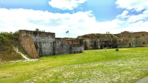 Low angle view of historic building against sky