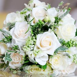Close-up of white roses bouquet