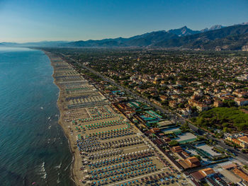 High angle view of cityscape against sky