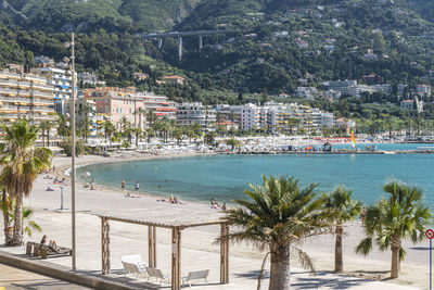 The beach on the gulf of menton