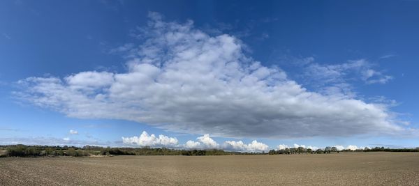 Scenic view of land against sky