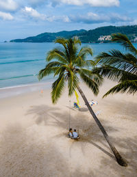 Scenic view of beach against sky