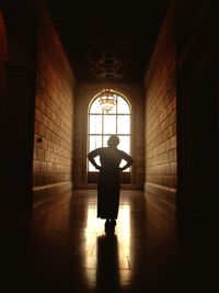 Shadow of people in tunnel