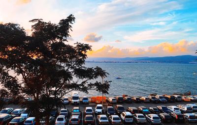 Scenic view of sea against sky during sunset