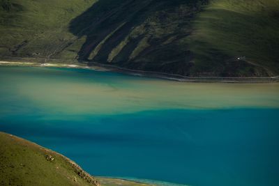 Scenic view of sea and mountains