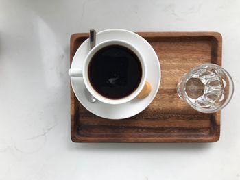 Directly above shot of black coffee on table